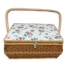 Wicker and scoubidou sewing box