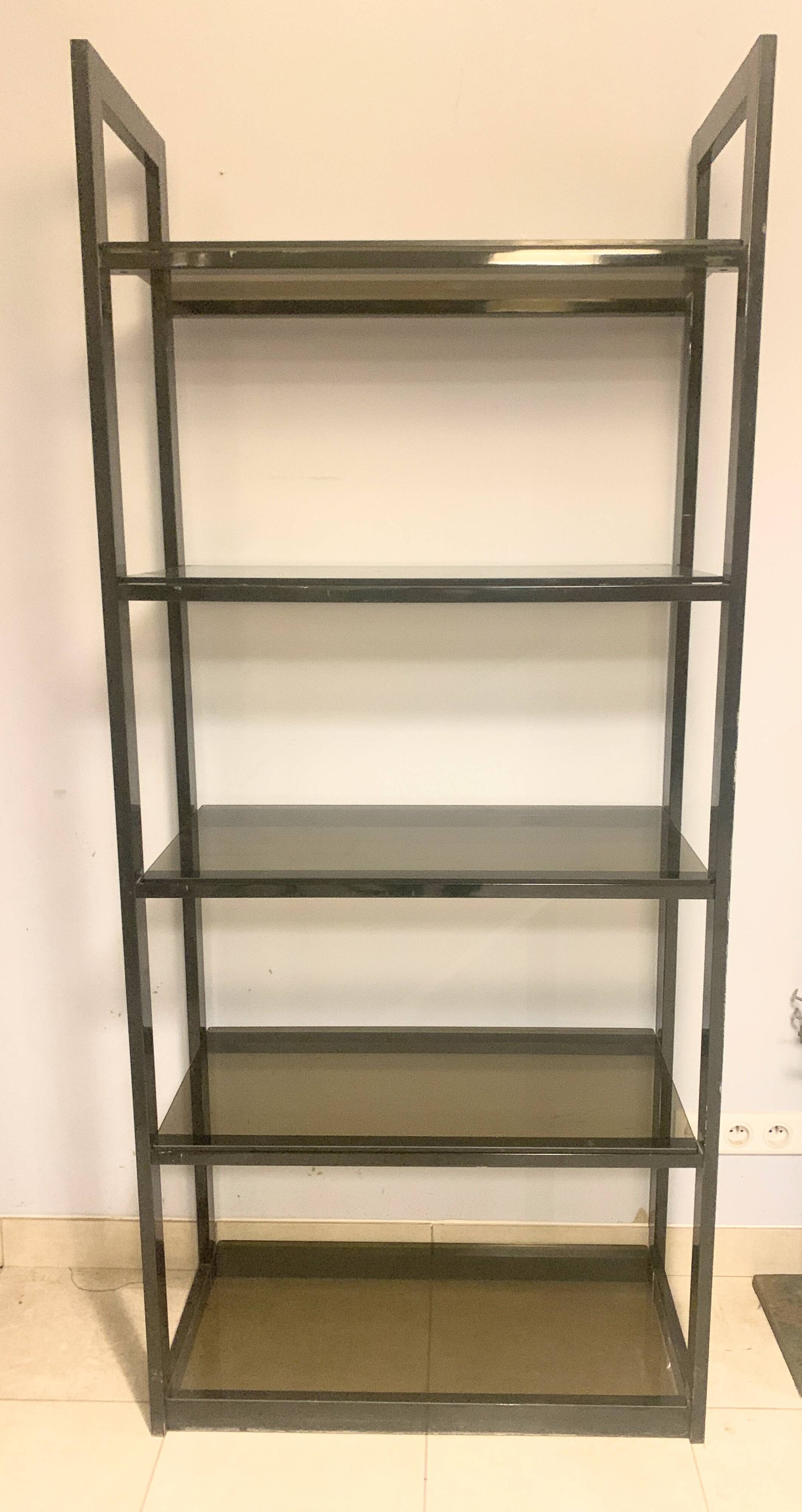 Chrome metal and opaque glass shelf 20th century