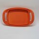 Emsa butter dish in orange plastic and vintage flowers 1970s