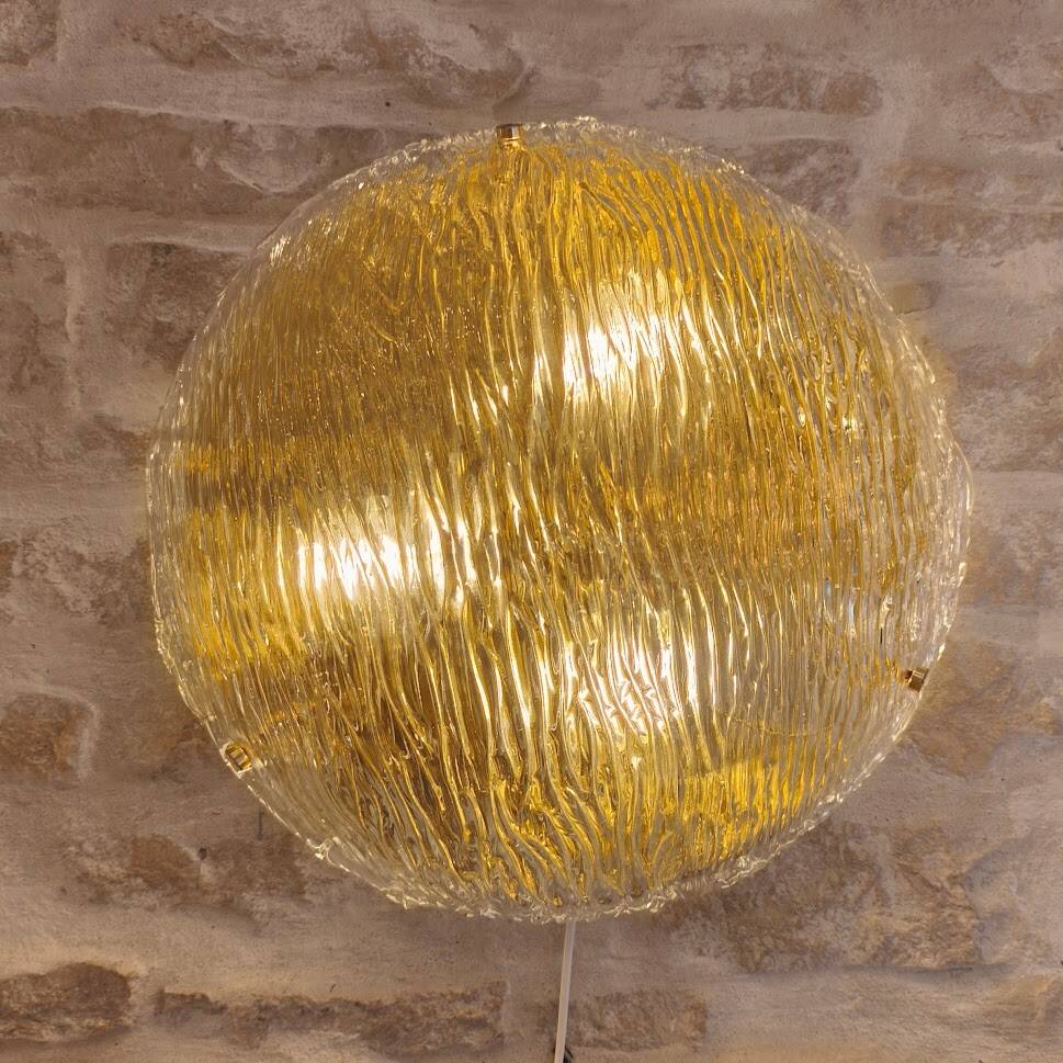 Large wall light / ceiling light in Murano glass, design by Carlo Scarpa, Venini.