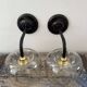 Pair of vintage smoked glass wall lights