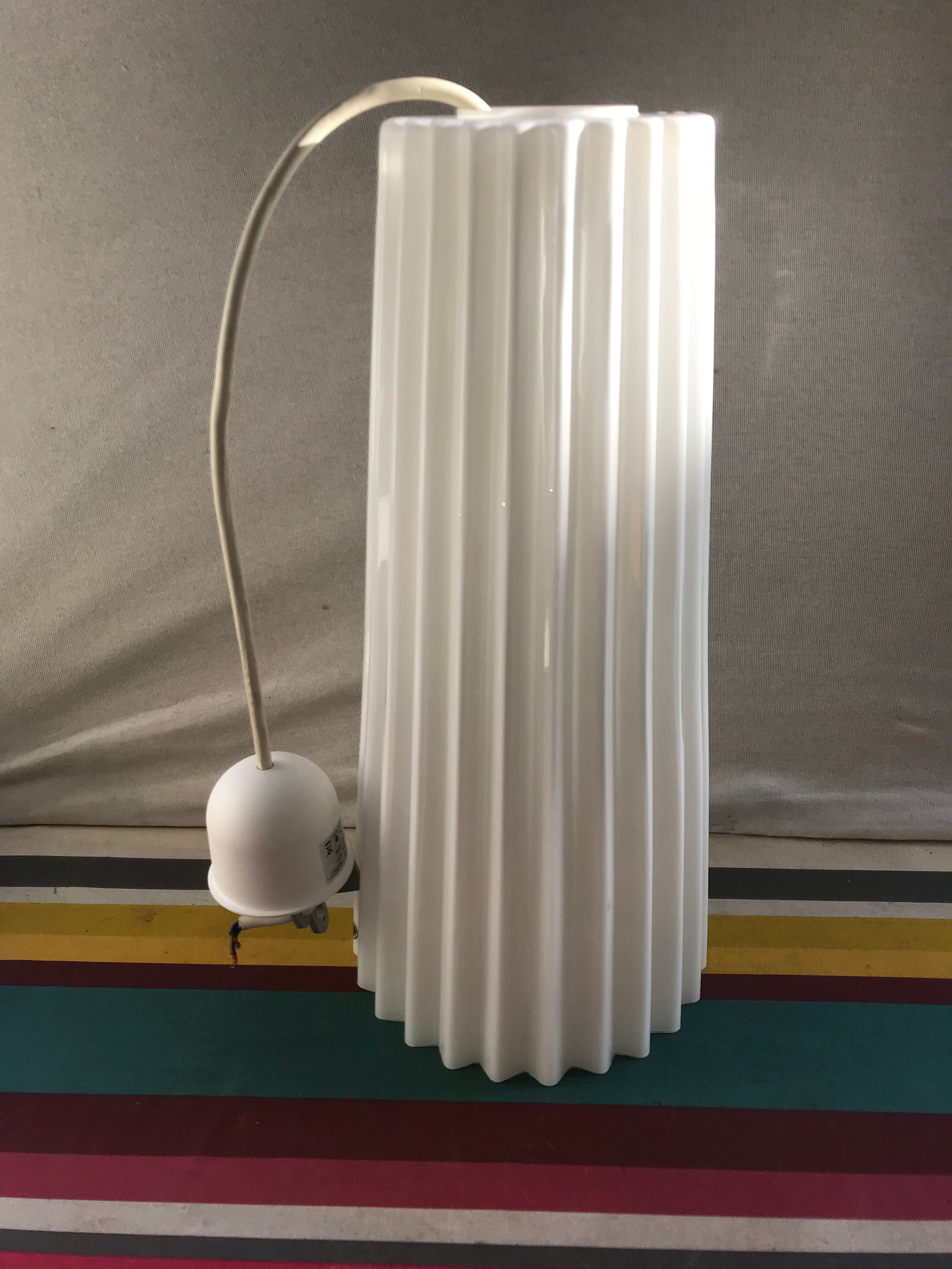 Former scandinavian design hanging opaline white draped made vintage hand