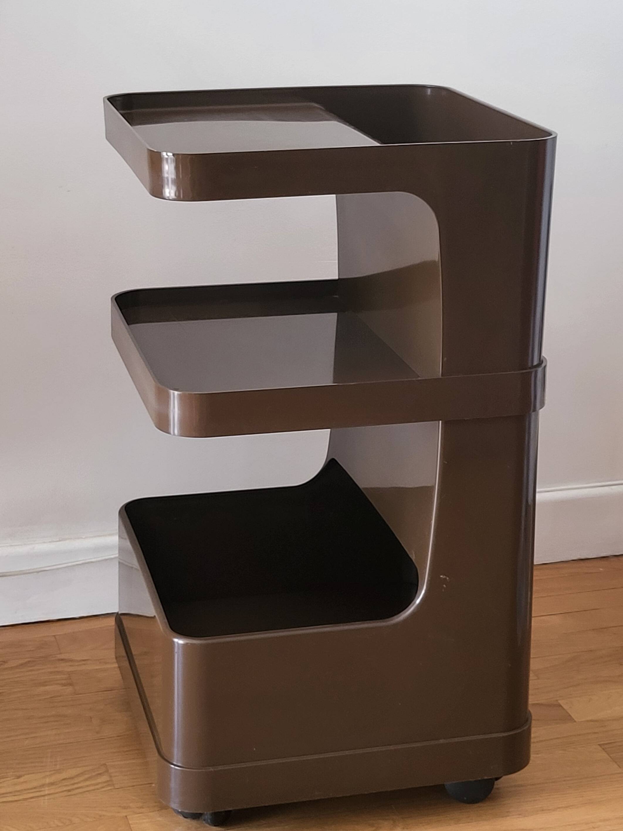 Marc Held trolley on wheels for Prisunic in brown plastic 1970 Space Age Vintage