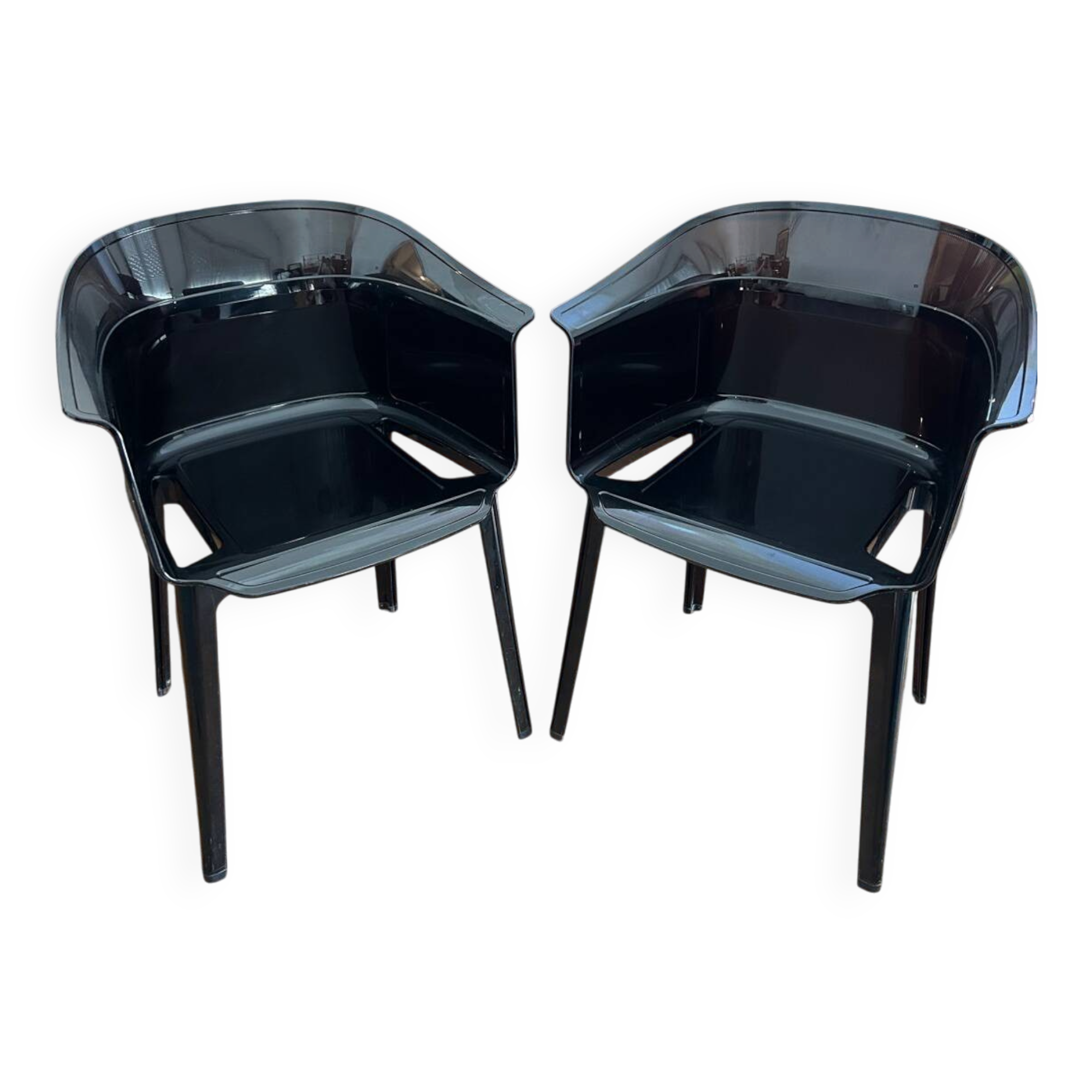 "Papyrus" black armchairs designed by Ronan and Erwan Bouroullec.