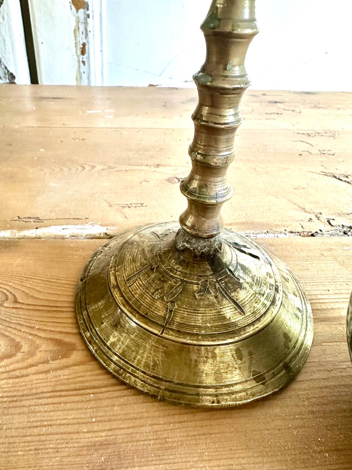 Five-branched brass candlestick