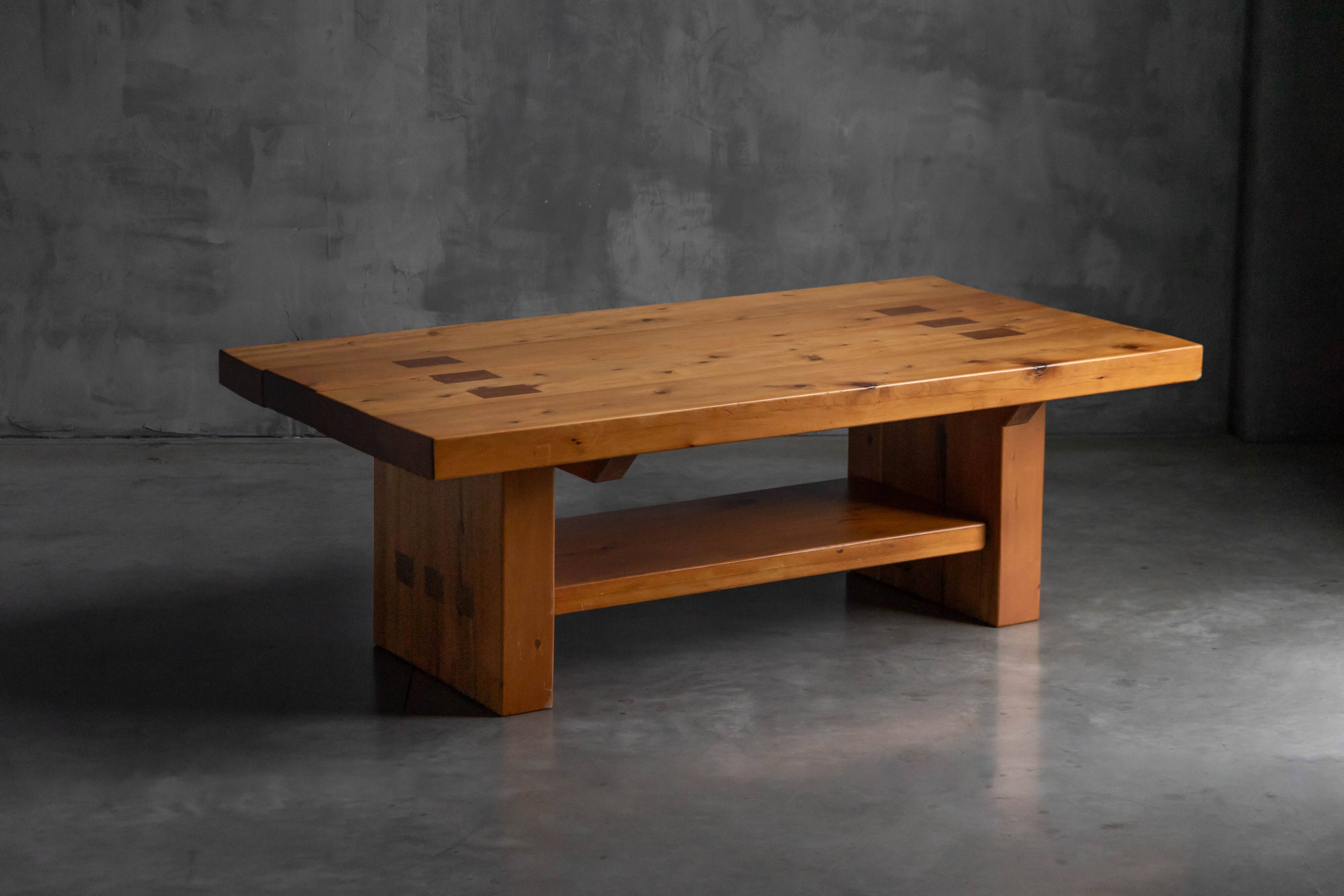 Alpine elmwood dining table in the style of Pierre Chapo, France, 1960s