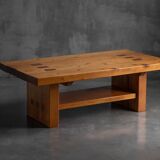 Alpine elmwood dining table in the style of Pierre Chapo, France, 1960s