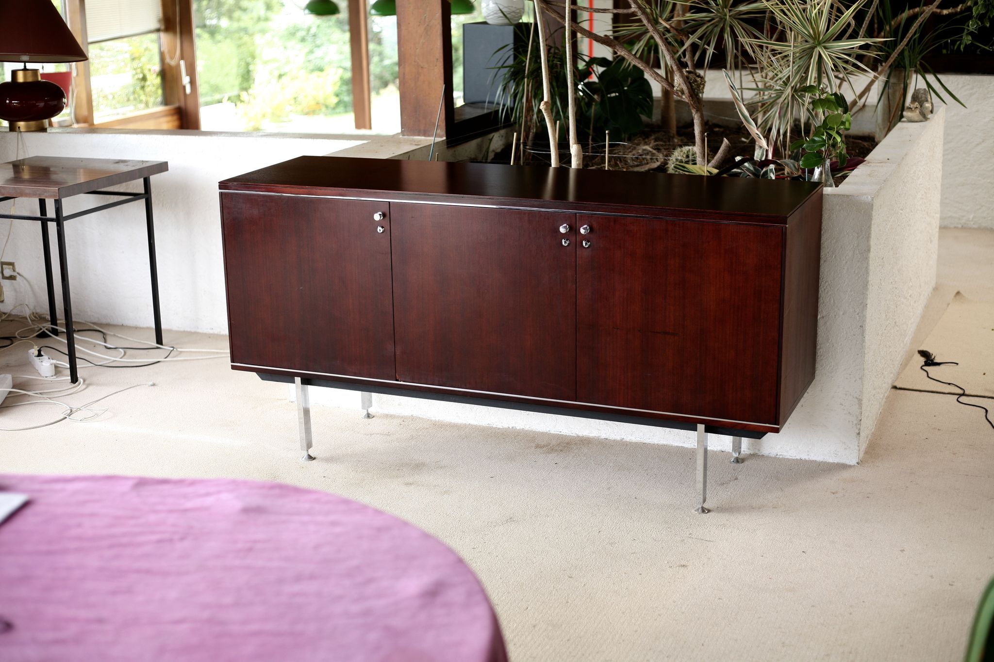 Sideboard solid wood and steel, France, cira 1970, Negroni edition