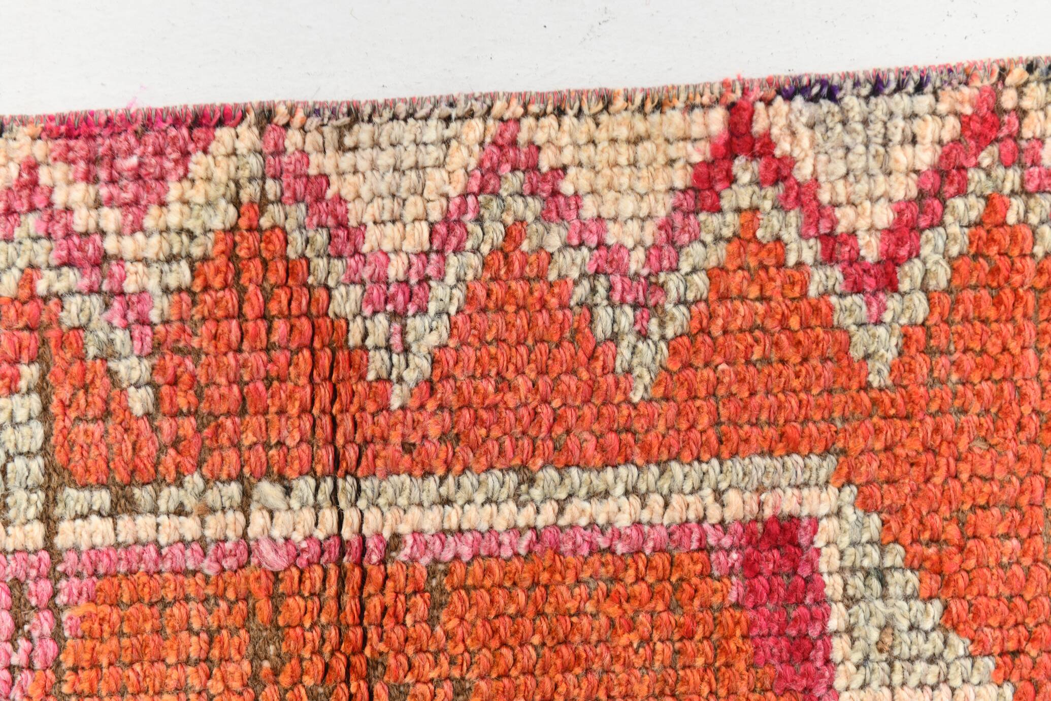 3x11 Runner Coral Red Vintage Runner Rug, Wool Corridor Rug, 94x329Cm