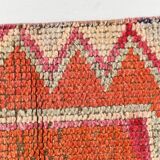 3x11 Runner Coral Red Vintage Runner Rug, Wool Corridor Rug, 94x329Cm