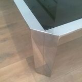 Beautiful octagonal chrome coffee table with black glass top