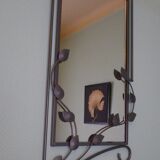 Designer mirror with gray metal surround 89x37cm