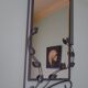 Designer mirror with gray metal surround 89x37cm