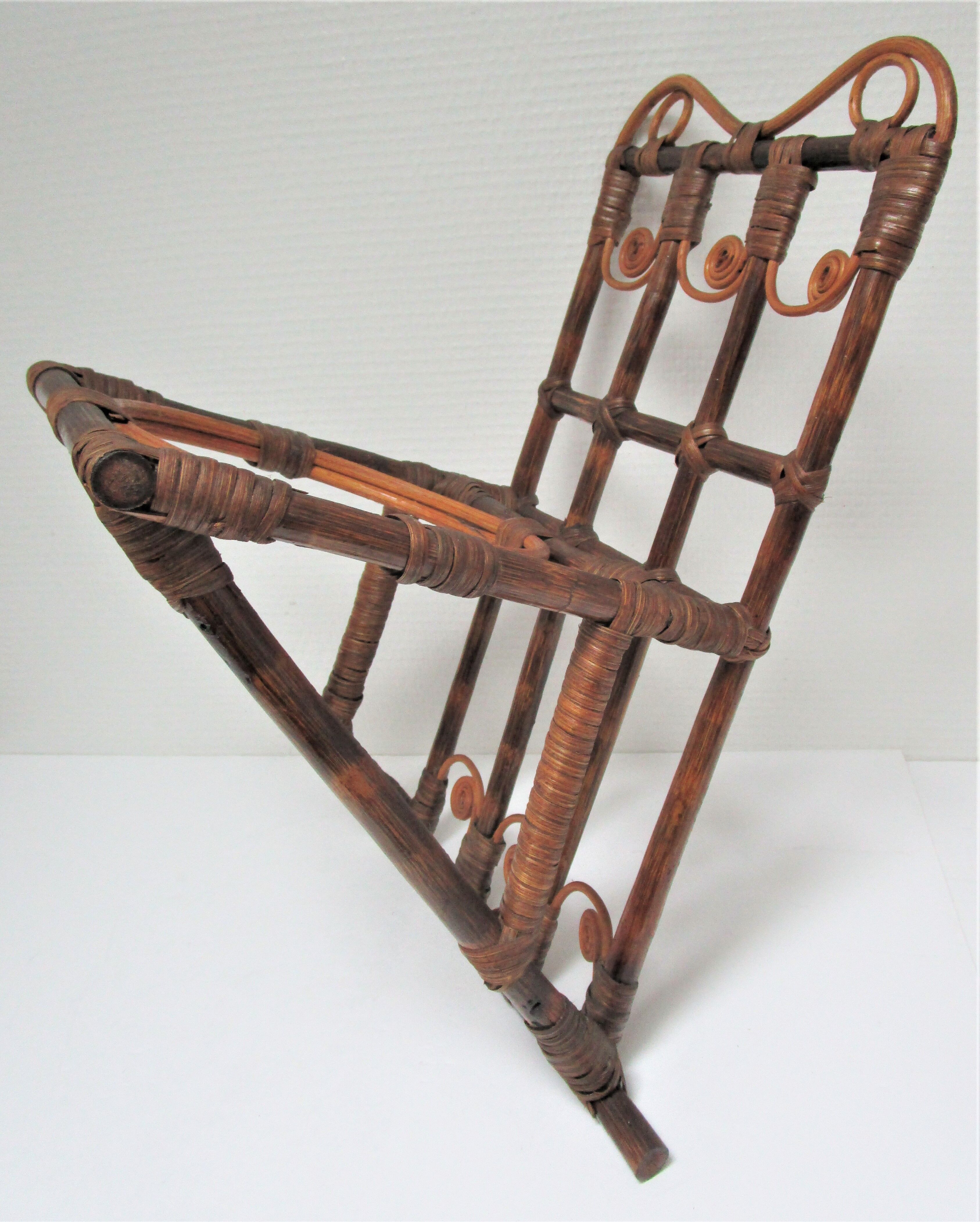 peacock rattan shelf and bamboo vintage plant holder