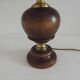Vintage French Country Style Lamp Turned Wood Base & Hide Skin Shade