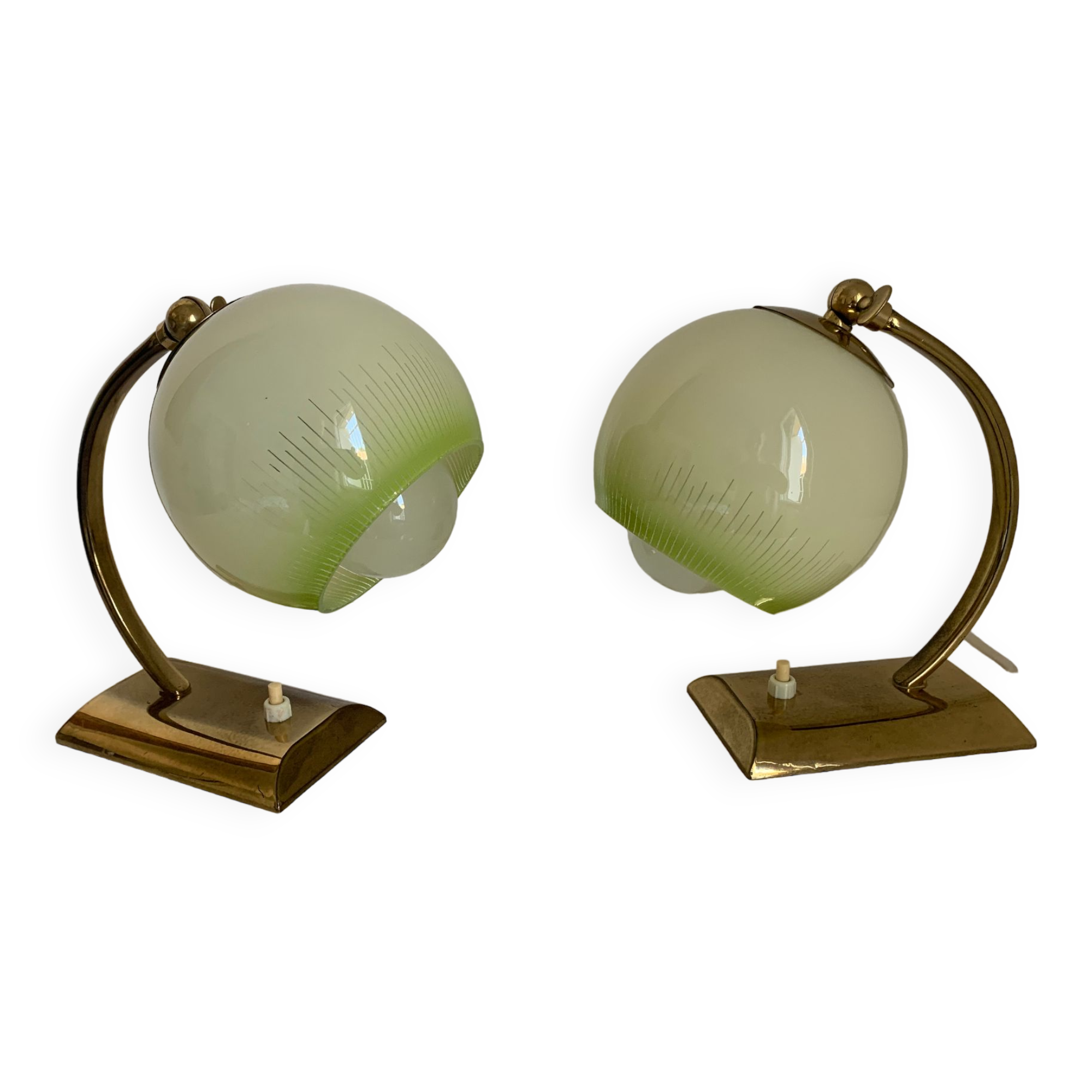 Pair vintage 1950 wall lamps bedside lamps gold - 21 cm