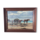 Oil on canvas gulls on the large beach of Saint-Malo