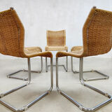 5 vintage rattan dining chairs