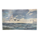 oil on canvas - Marine, Battleship on rough sea, signed Poncelet