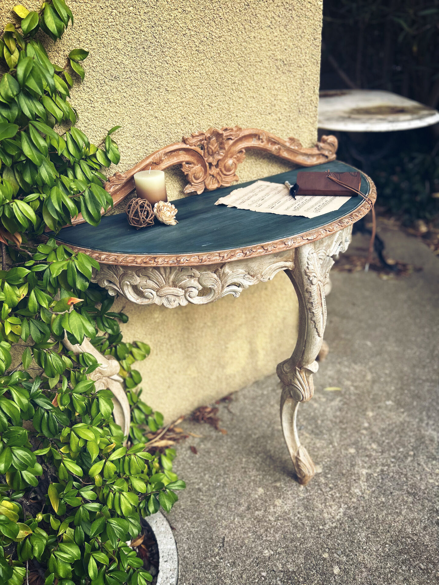 Antique patinated console