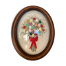 Frame embroidered flowers curved glass