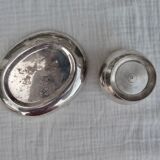 Silver cockerel with saucer