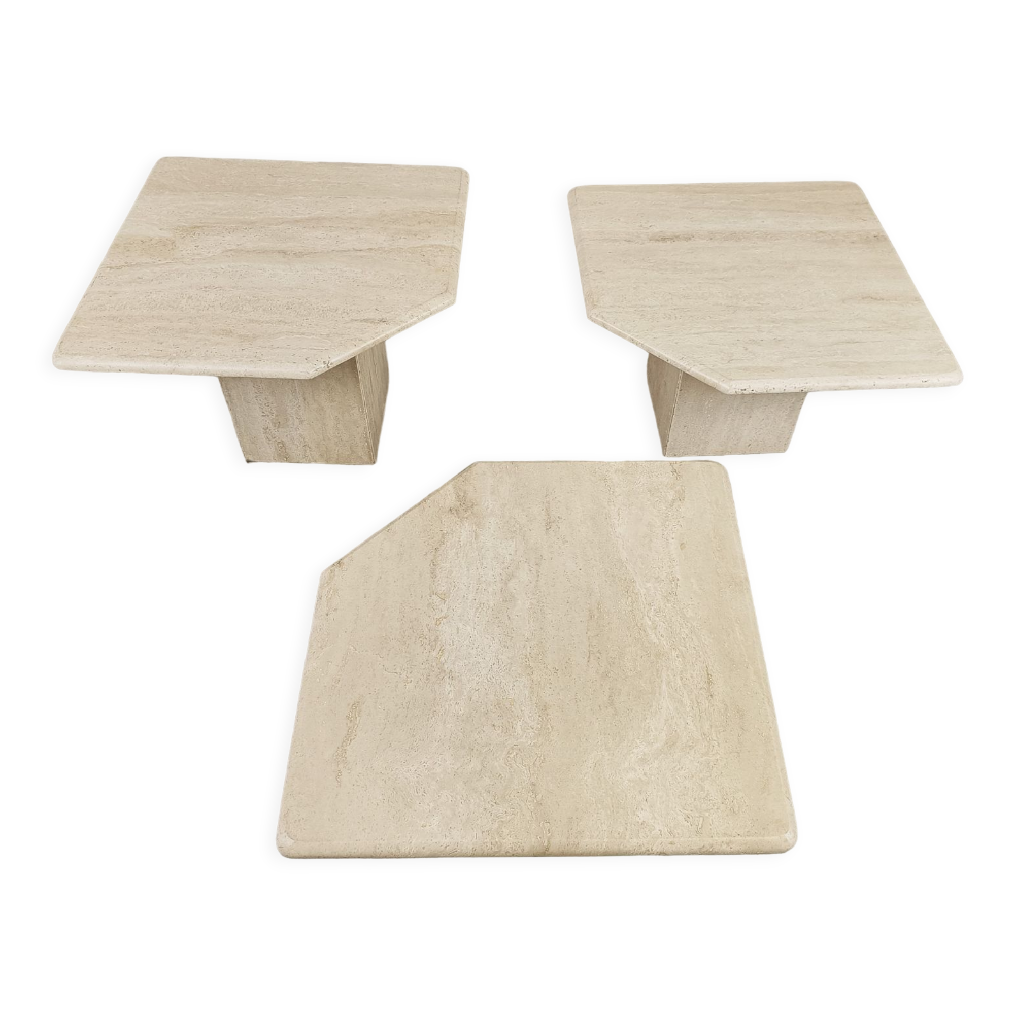 Vintage travertine nesting tables or side tables, 1970s