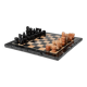Vintage Peach-and-Black Marble Chessboard with Stone Pieces, Italian 1960s Design – Elegant Gift