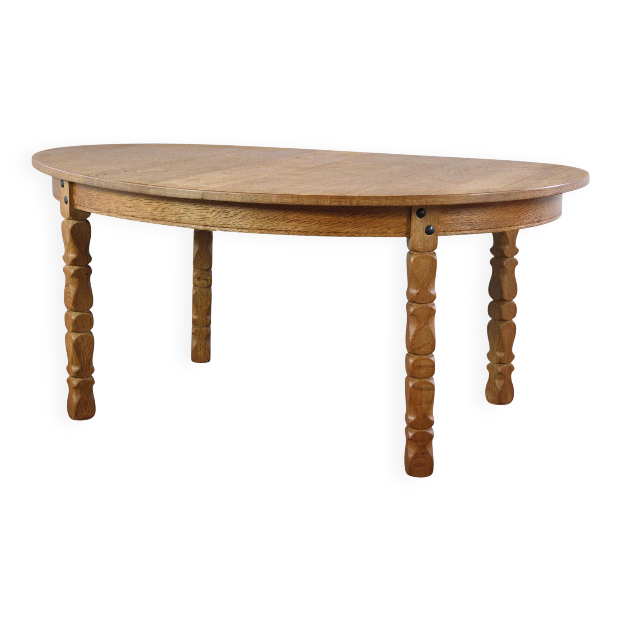 Vintage Oval Danish Oak Dining Room Table, H. Kjærnulf style, 1960s