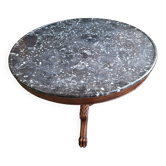 Round pedestal table with marble top and mahogany tripod from the 19th century
