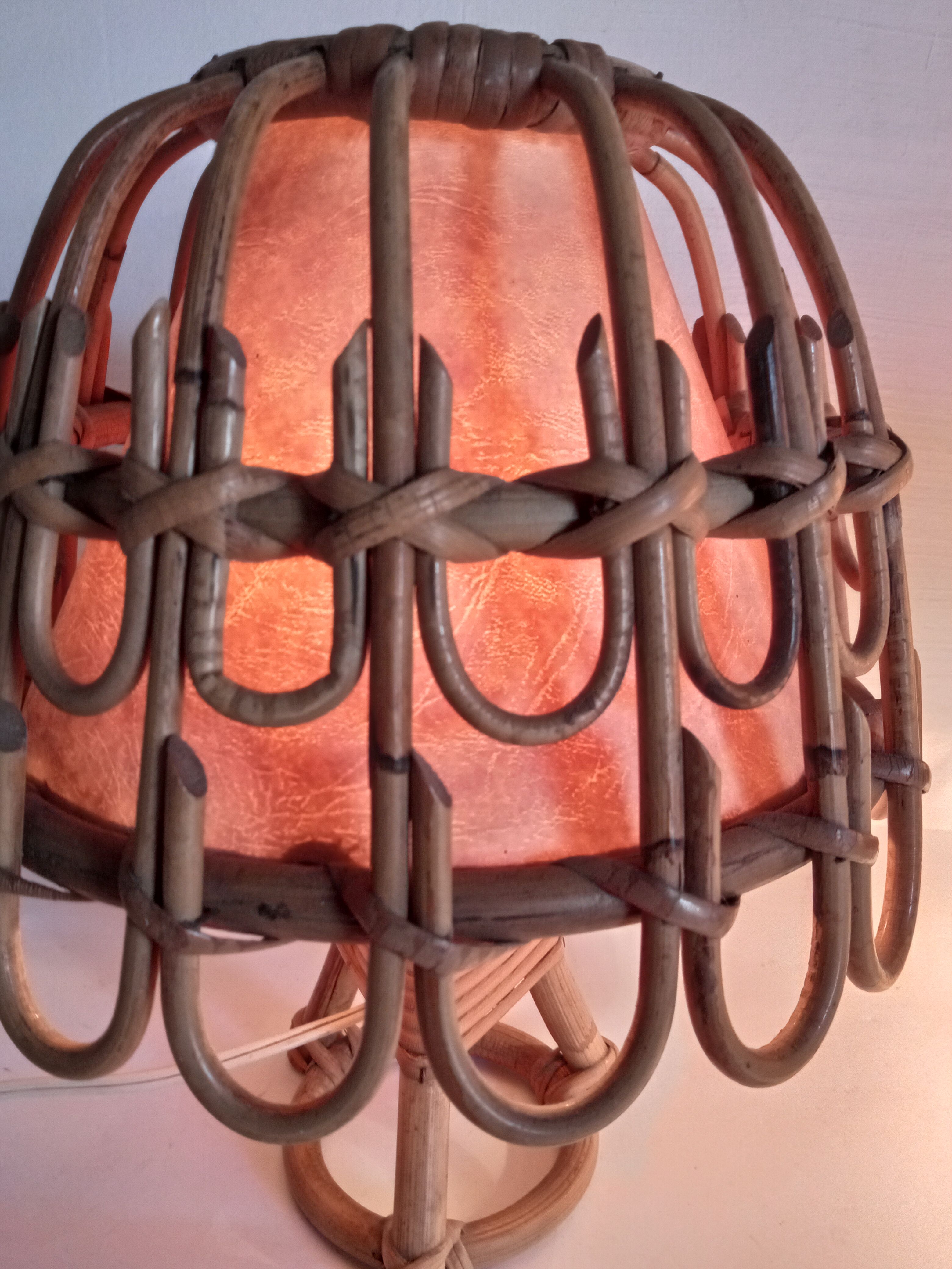 Paire de lampes bambou années 70