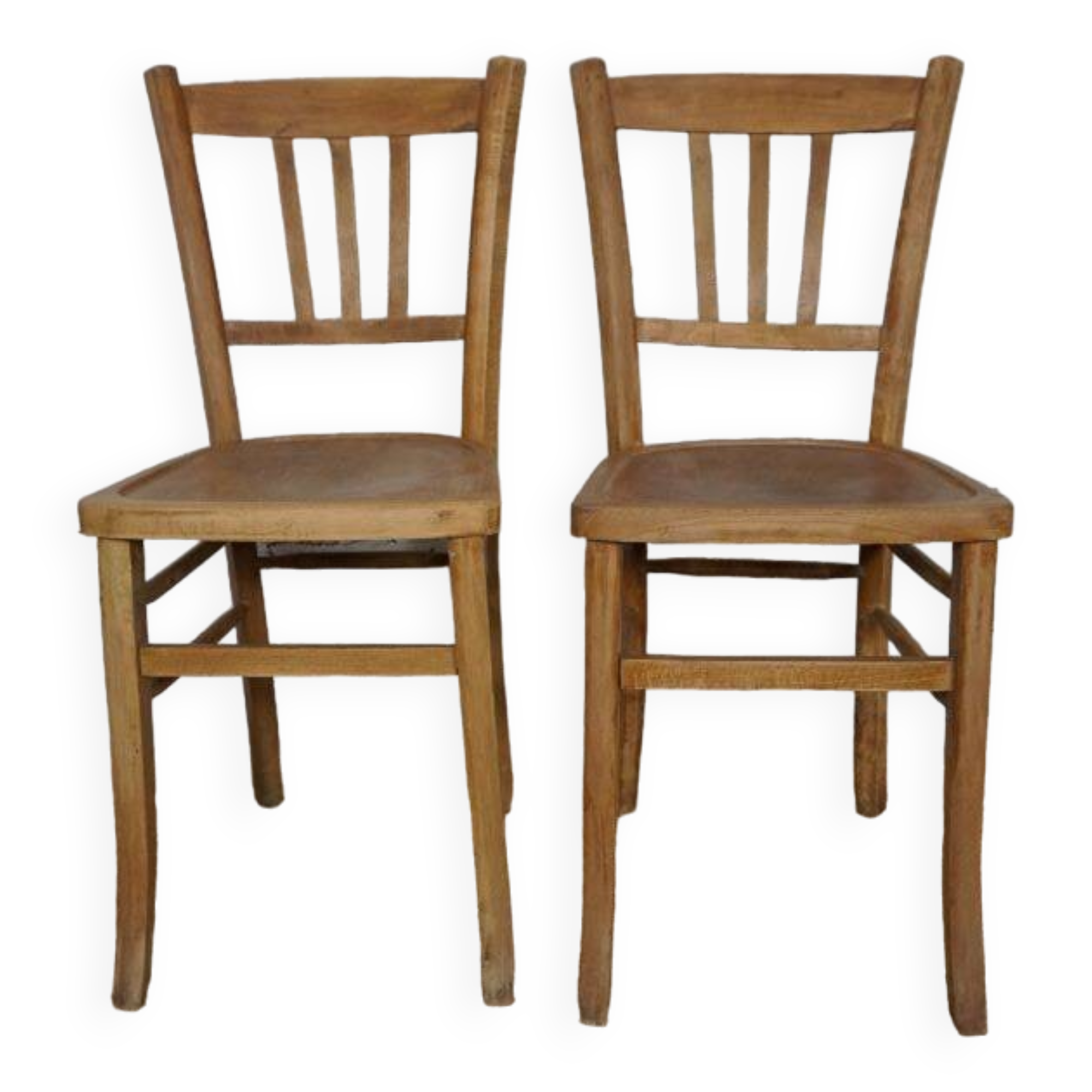 Pair of Luterma raw wood bistro chairs