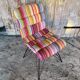 Chair Design Black Metal Base + Multicoloured Fabric Cushion Seat
