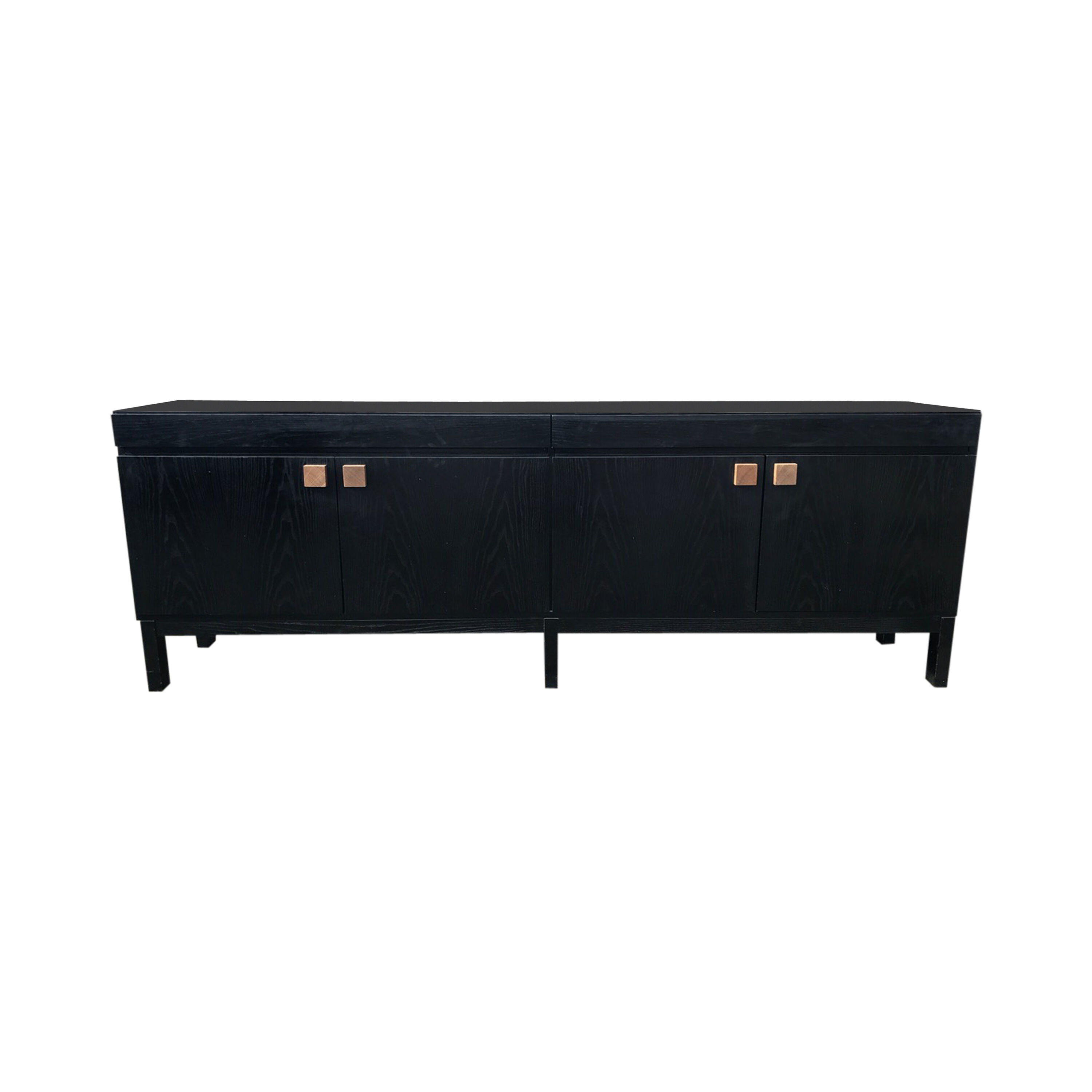 Brutalist black oak sideboard Belgium 1970s