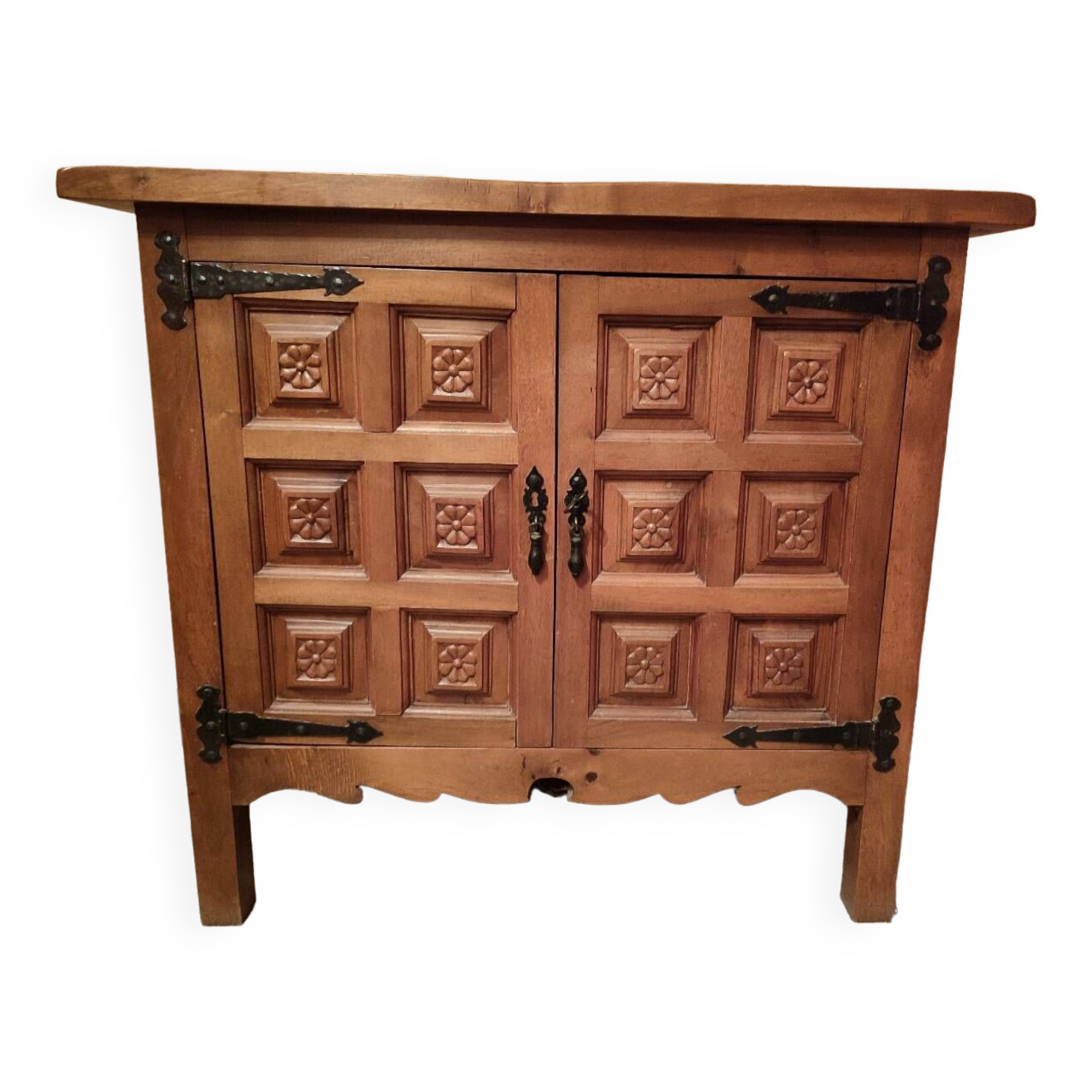 Small solid walnut pedestal sideboard