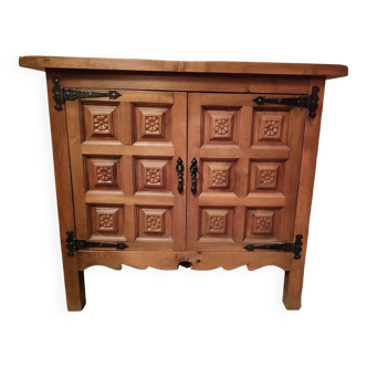 Small solid walnut pedestal sideboard