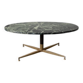 Table basse en marbre vert et laiton par Michel Kin pour Arflex