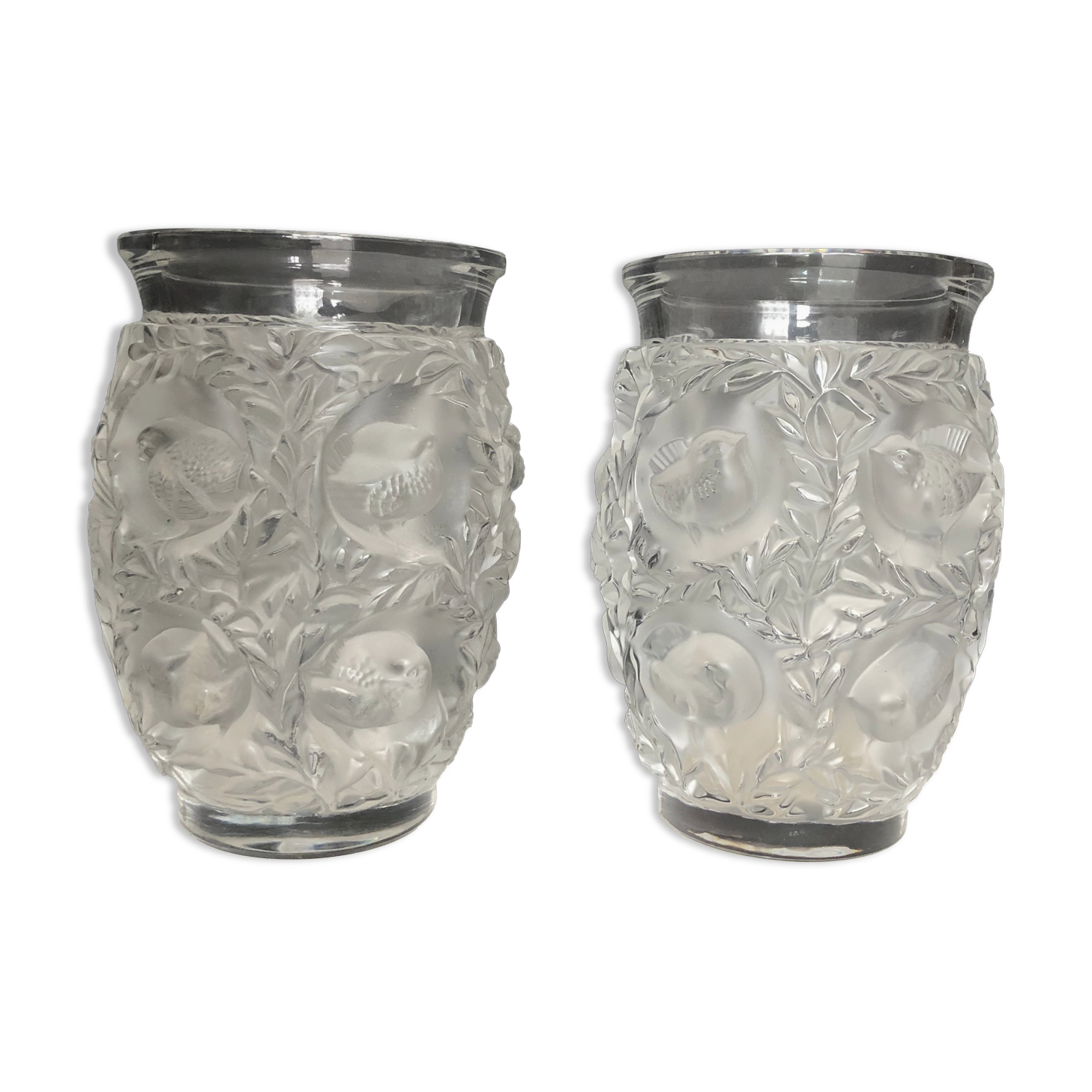Paire de vases lalique modèle bagatelle