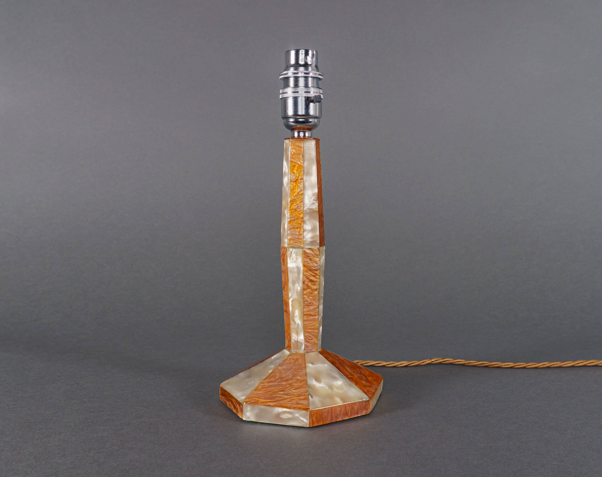 1920s Art Deco Celluloid Mother of Pearl & Tortoiseshell Table Lamp