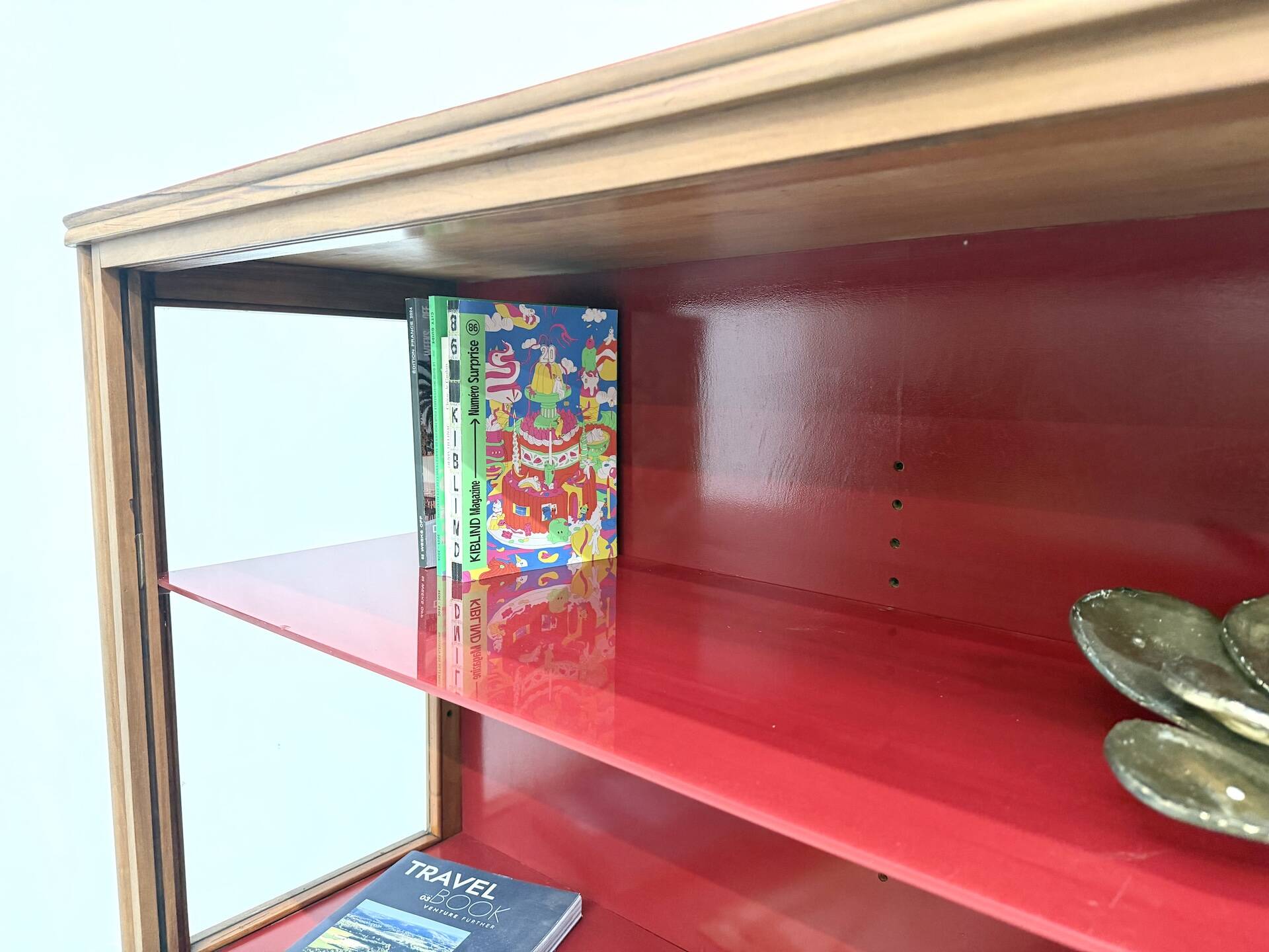 1950s Brazilian modernist library in exotic wood and lacquer.