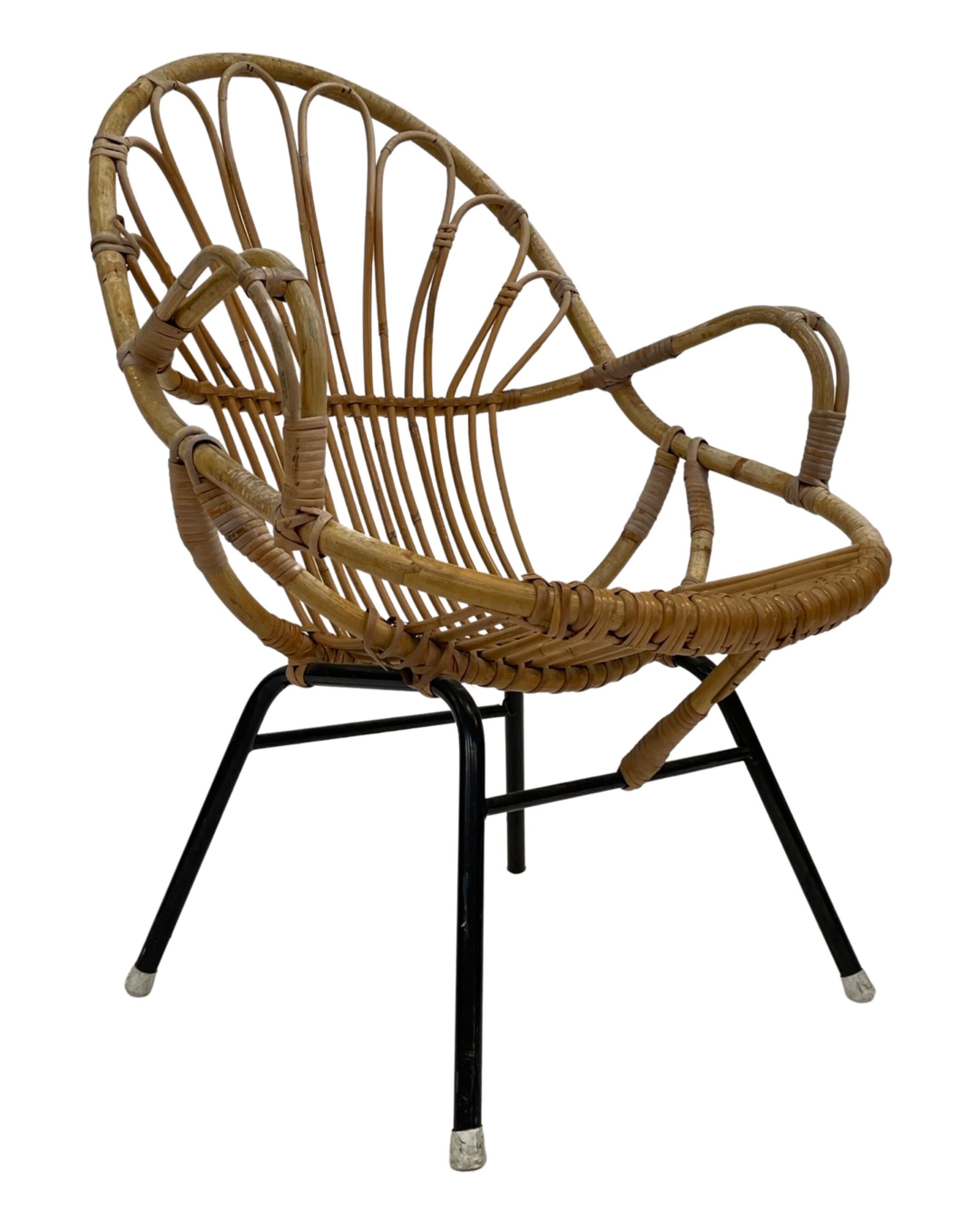 Rattan chair by Dirk van Sliedregt Rohe Noordwolde 1960 in the Netherlands
