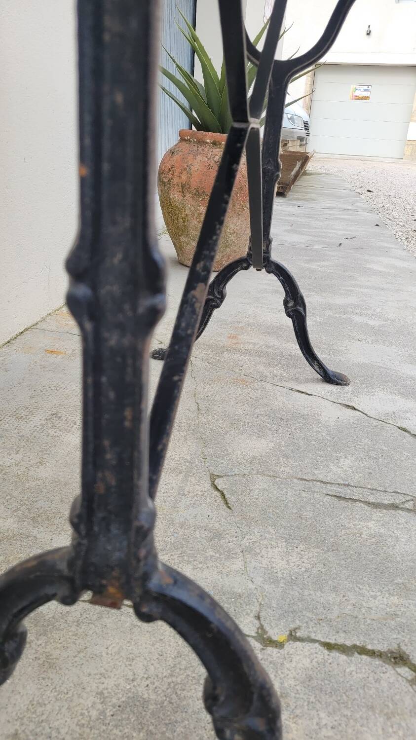 Marble and antique cast iron bistro table