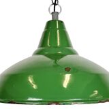 Industrial British Green Enamel Factory Pendant Lamp, 1960s
