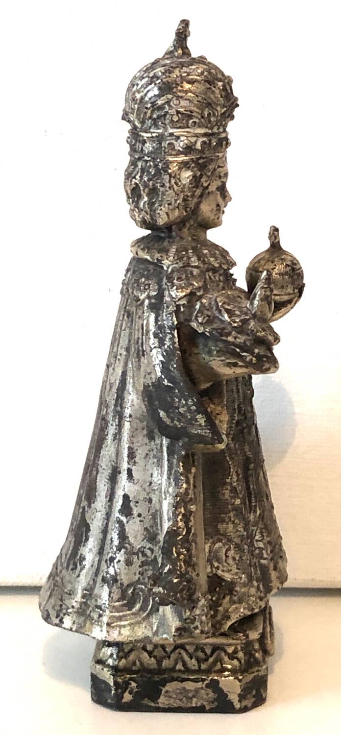 Statuette Jésus Couronné Métal Argenté
