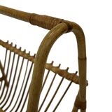 Vintage Rattan Magazine Basket Newspaper Rack 60s Rohe