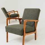 Vintage avocado green granola armchair Scandinavian design 1960s