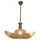 Reijmyre brass pendant with clam-shaped glass, Sweden, 1980s/90s Art Deco style.