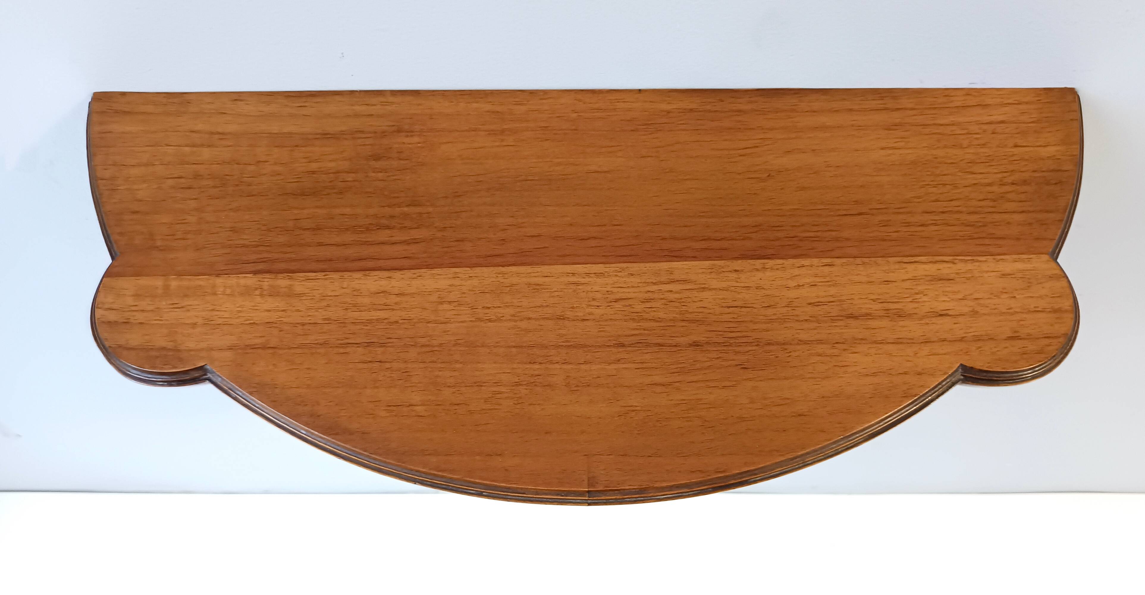 Solid Walnut Wall-Mounted Console Table, Italy