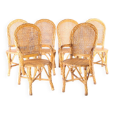 Suite de 6 chaises en rotin