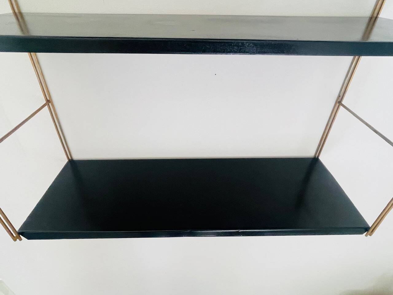 Modular vintage wall shelf, metal and brass circa 1960s